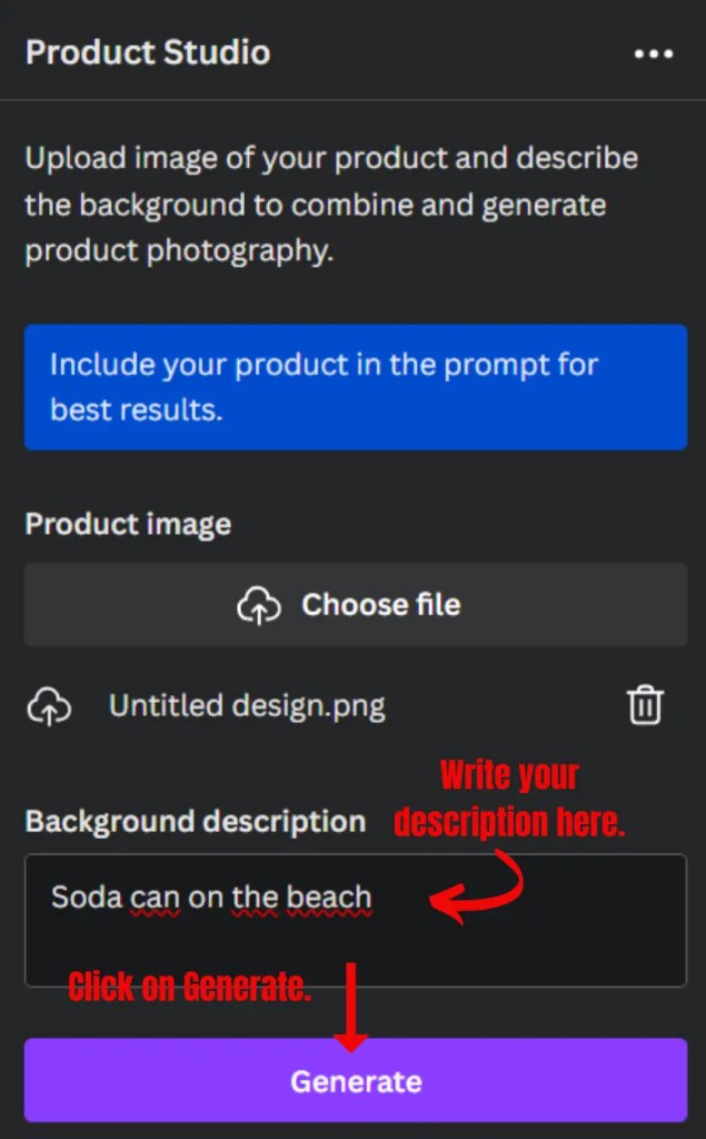 Product Studio prompt