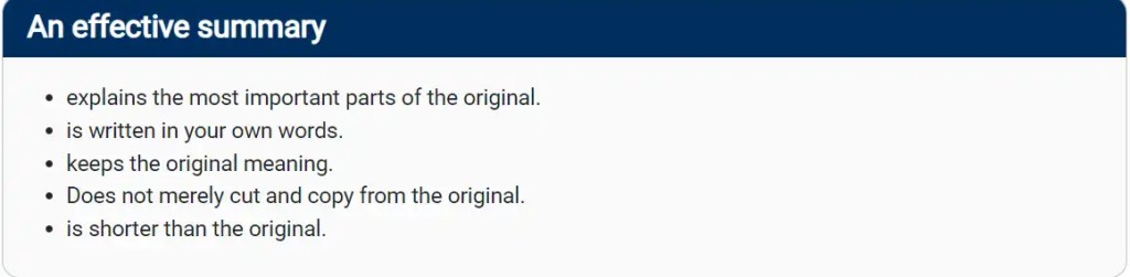 what a summary contains