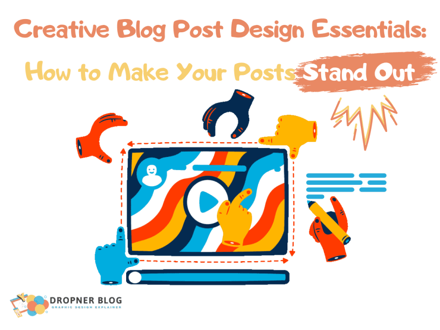Video screen with vibrant retro rainbow colors featuring creative blog post design essentials.