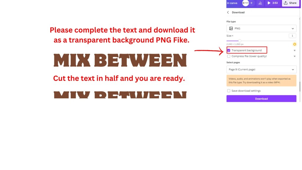 Downloading transprent background in canva