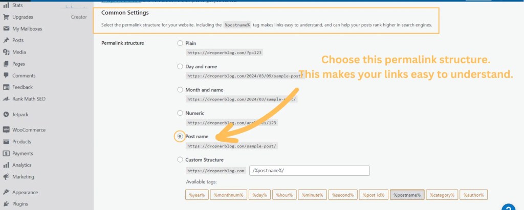 Change WordPress Post name for better link structure for search engines. Essential WordPress SEO tips for bloggers.