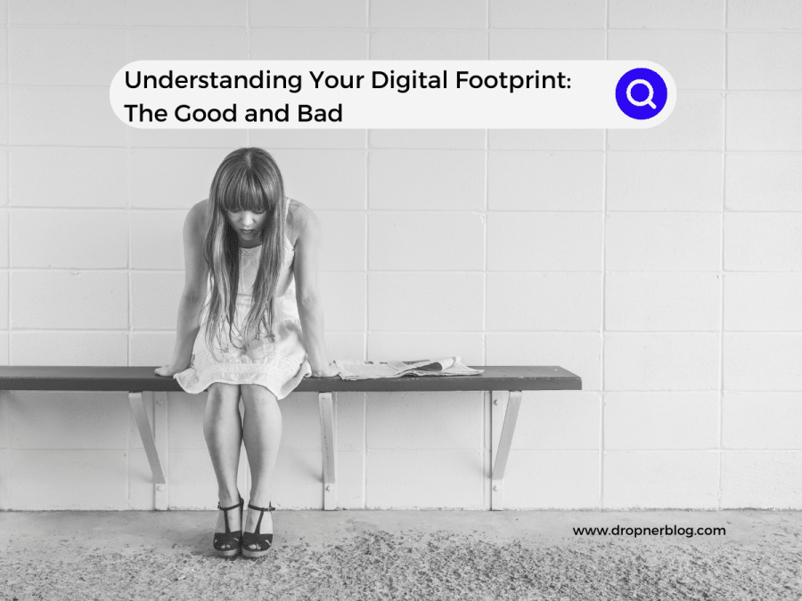 a women on a bench looking down and is alone the title is Understanding Your Digital Footprint: The Good and Bad