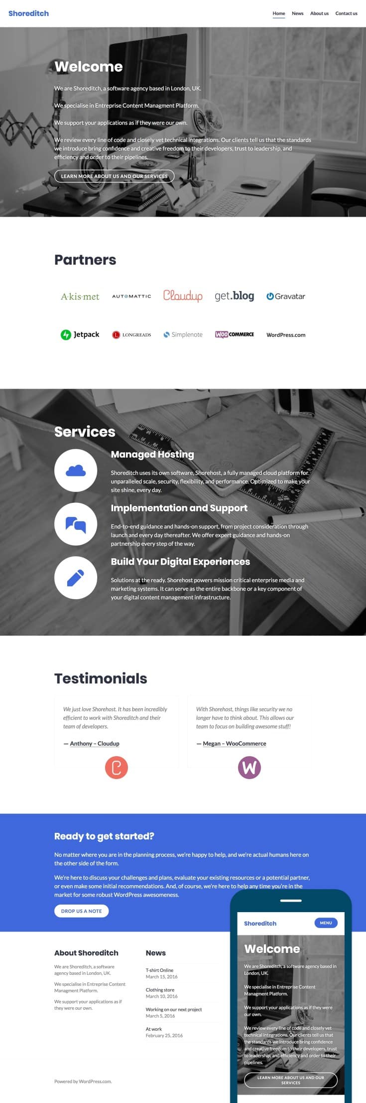 WordPress free theme Shoreditch