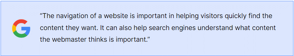 Google statement about site navigation