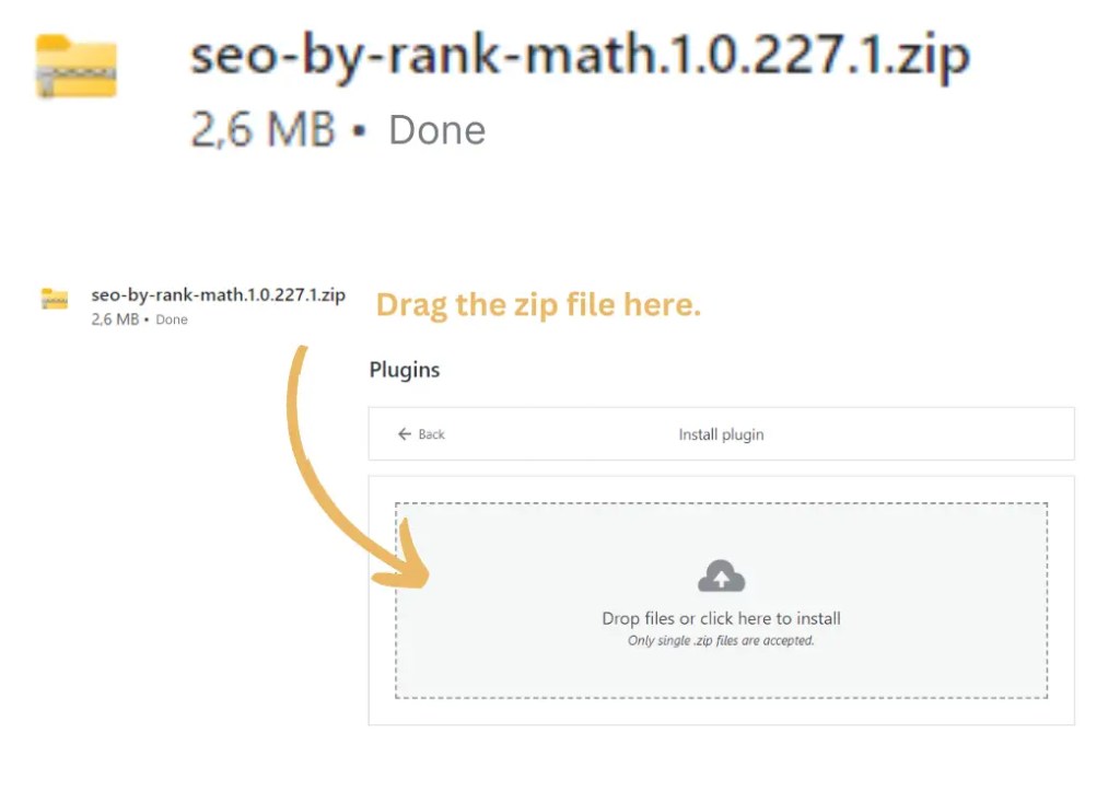 a screenshot of how to install plugin files on wordpress
