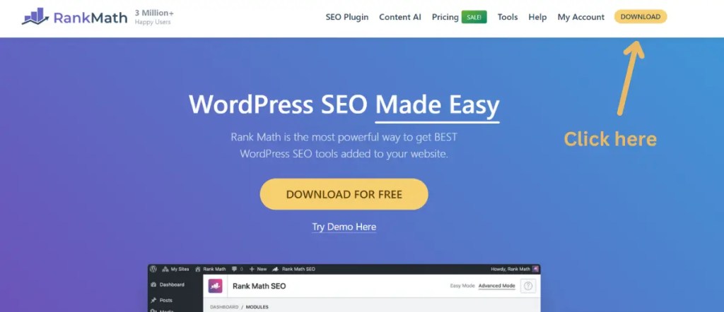 a screenshot of rank math website 