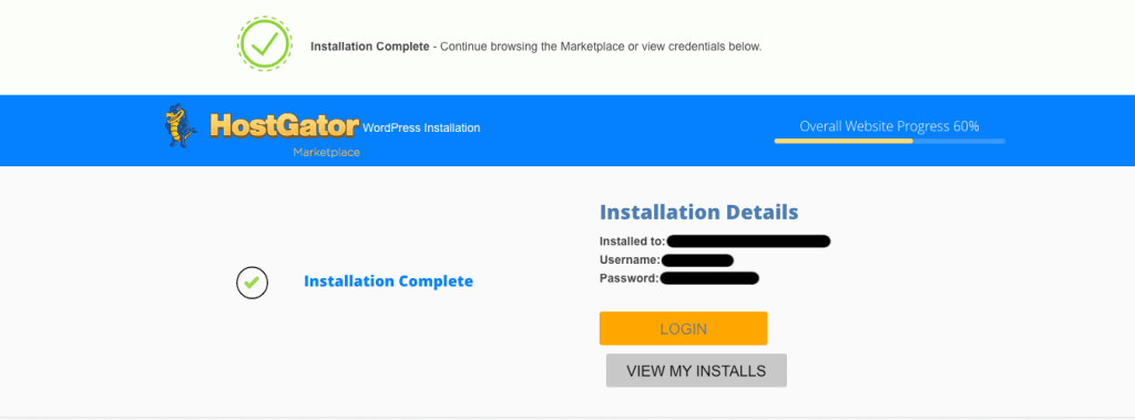 Hostgator login details step 5